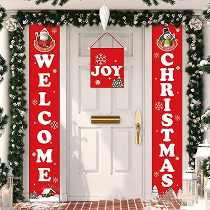 Christmas Door Curtain Holiday Atmosphere Decoration Couplet Outdoor Door Party Scene Layout Bar Hanging Flag