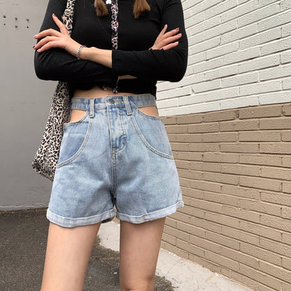 Thin High Waist Hollow Shorts Women's Clothing