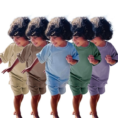 Children's Summer Short Sleeved Shorts Sports Two-piece Set