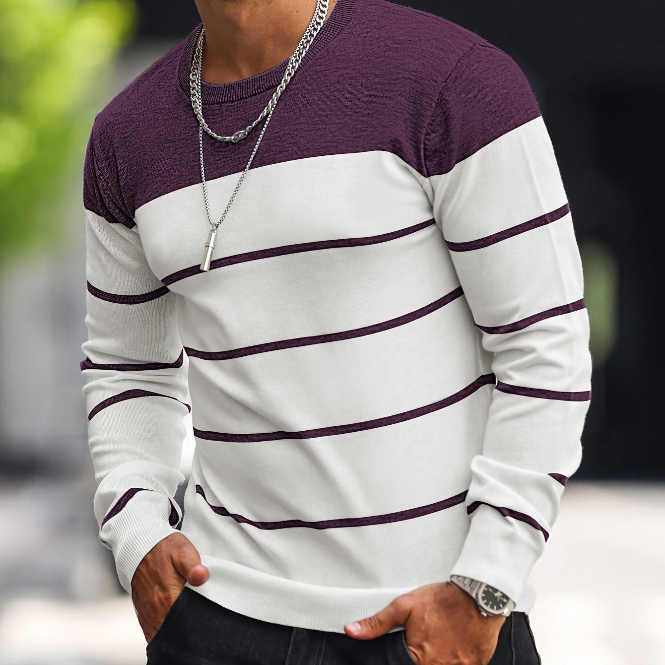 Men's Knitted Fashion Crew Casual Sweatshirt