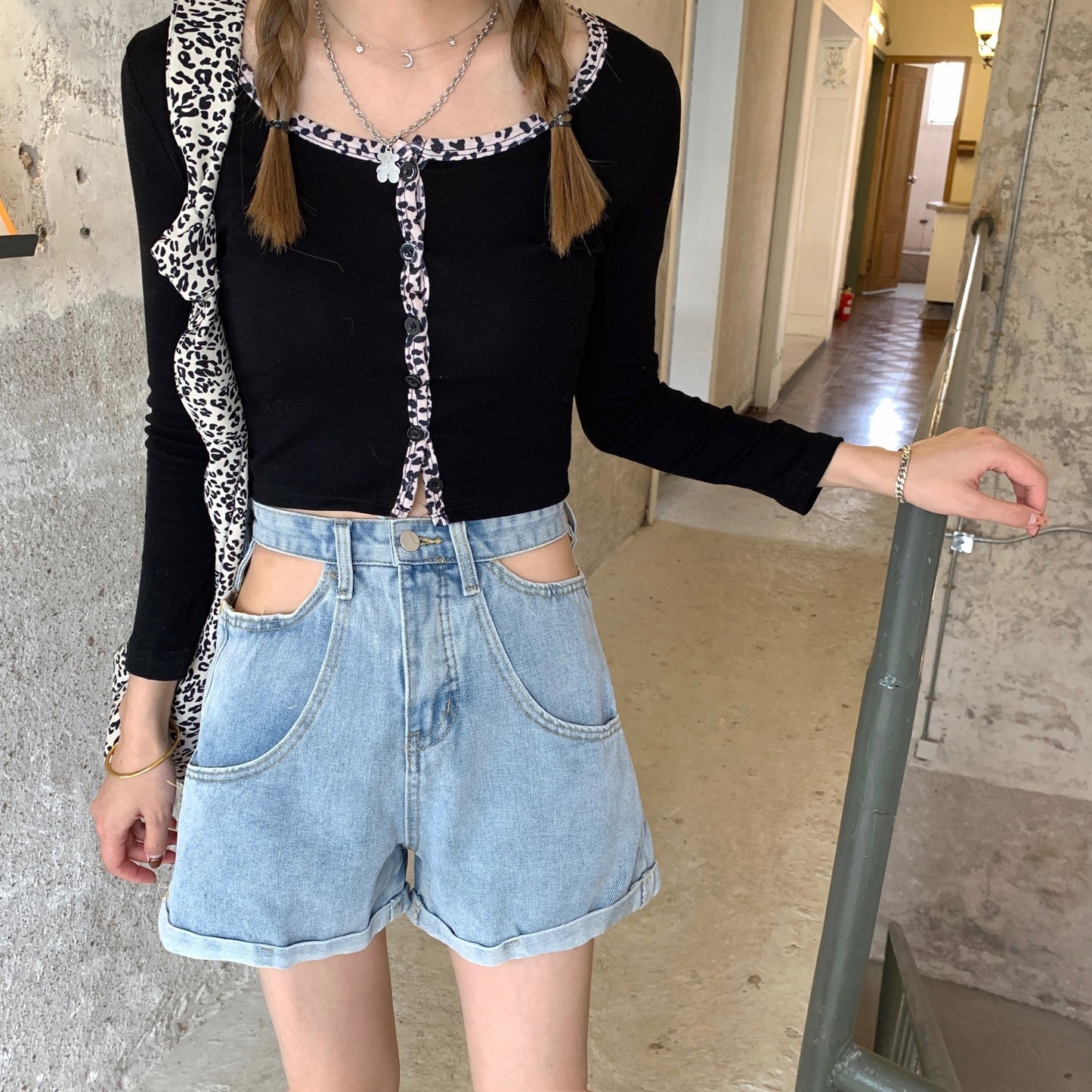 Thin High Waist Hollow Shorts Women's Clothing