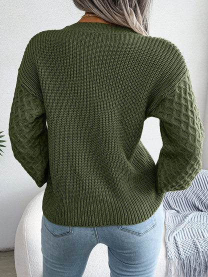 Casual Lantern Sleeve Knitted Sweater