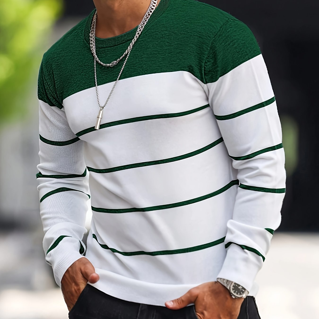 Men's Knitted Fashion Crew Casual Sweatshirt