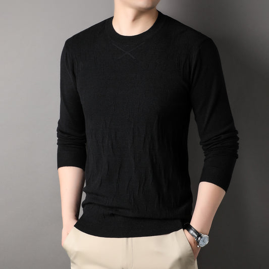 Spring And Autumn Middle-aged Men's Solid Color Sweater
