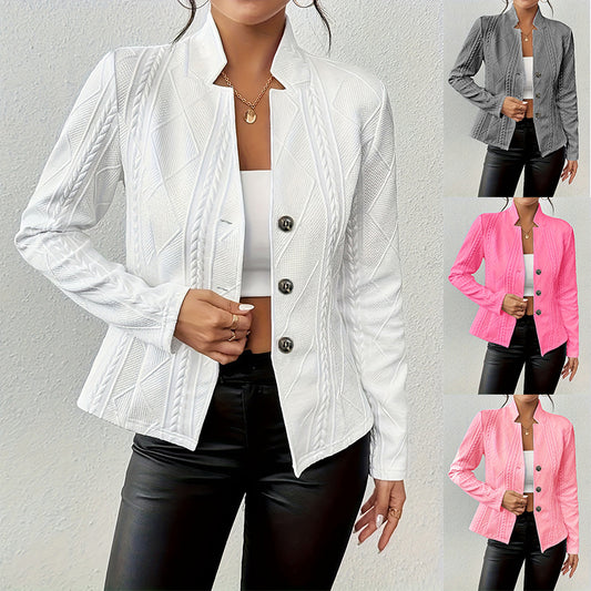 Stand Collar Blazer – Elegant Slim Fit Suit Jacket