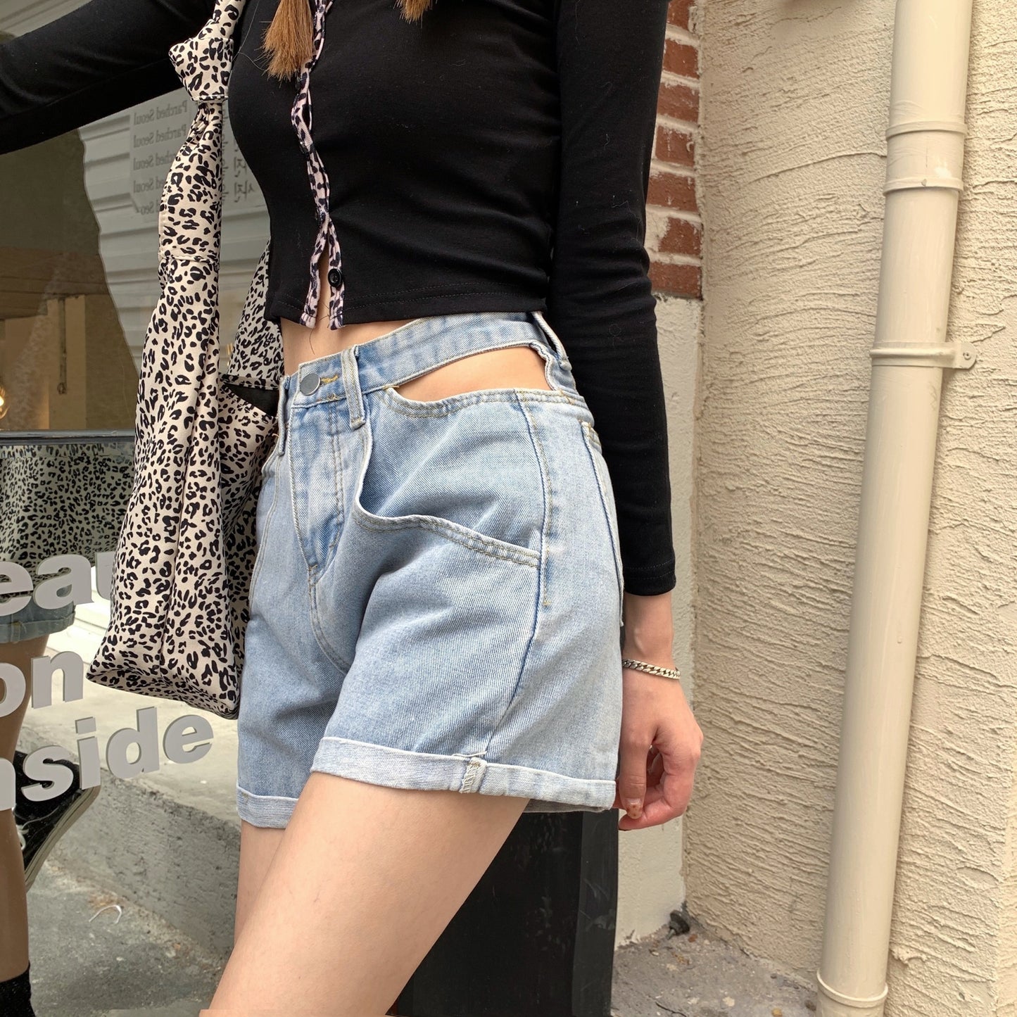 Thin High Waist Hollow Shorts Women's Clothing