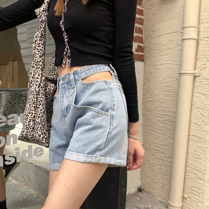 Thin High Waist Hollow Shorts Women's Clothing