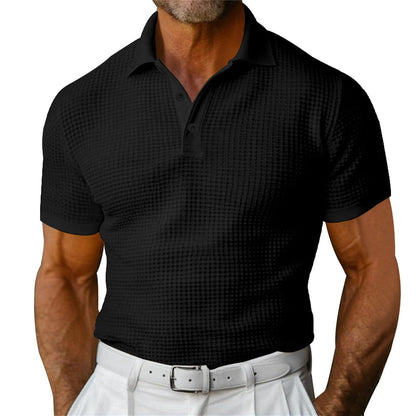 Short Sleeve Polo – Lightweight Waffle Style for Men