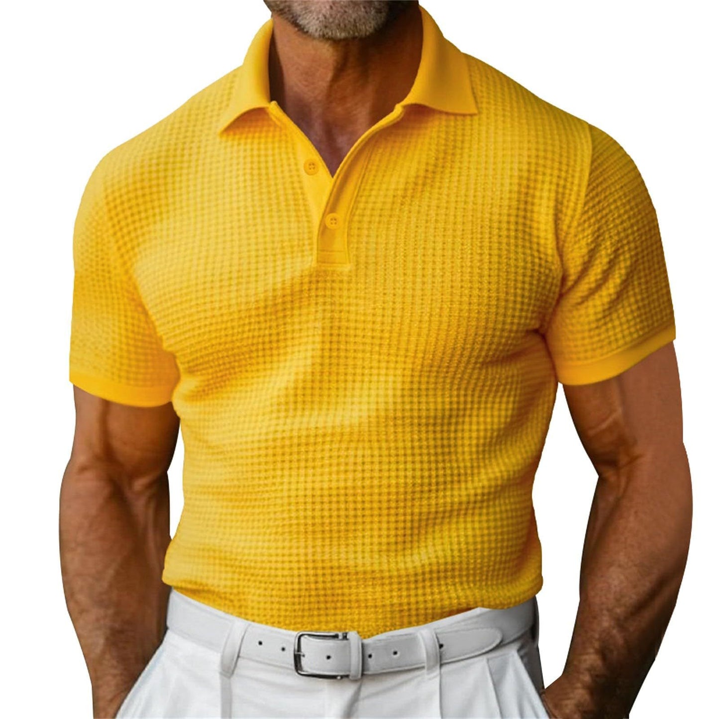 Short Sleeve Polo – Lightweight Waffle Style for Men