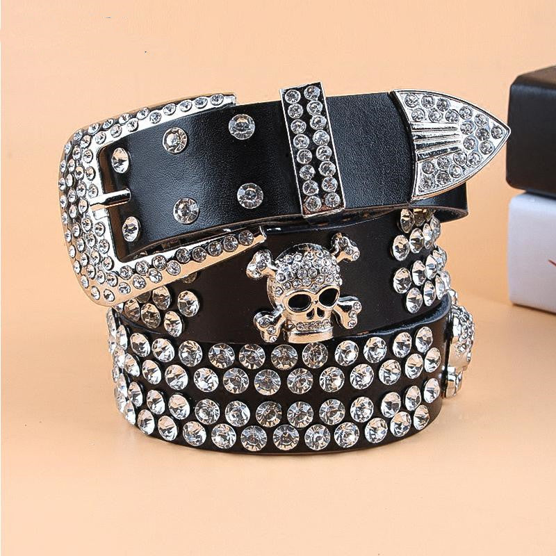 Women's Belt With Diamond Genuine Leather Accessories Rhinestone