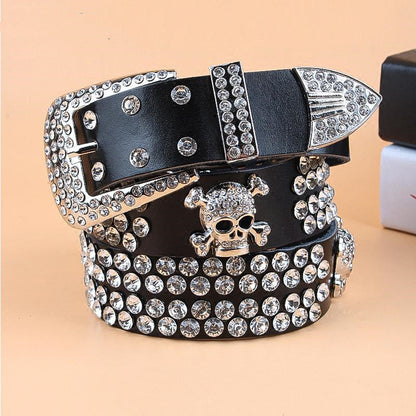 Women's Belt With Diamond Genuine Leather Accessories Rhinestone