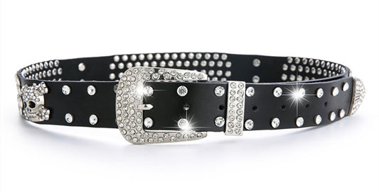 Women's Belt With Diamond Genuine Leather Accessories Rhinestone