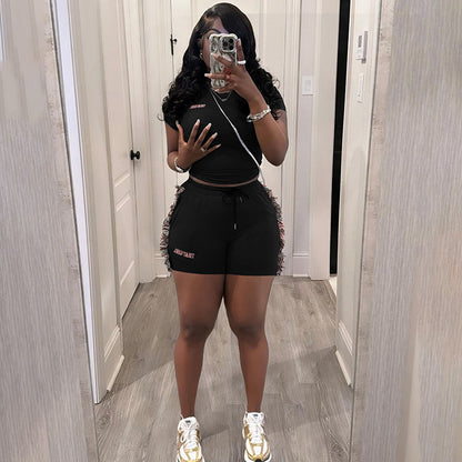 European And American Style Sexy Slim-fit Short Embroidered Top