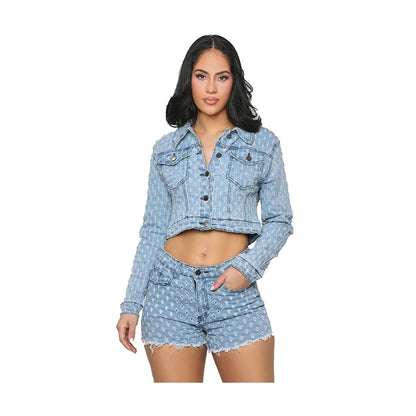 New Women's Clothing Leisure Ripped Denim Shorts Suit