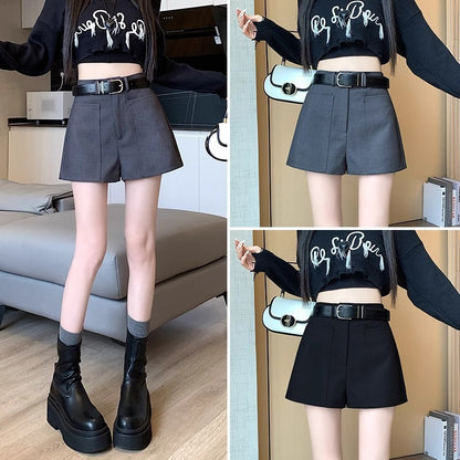 Suit Short Culottes Summer New Gray Summer Women's High Waist