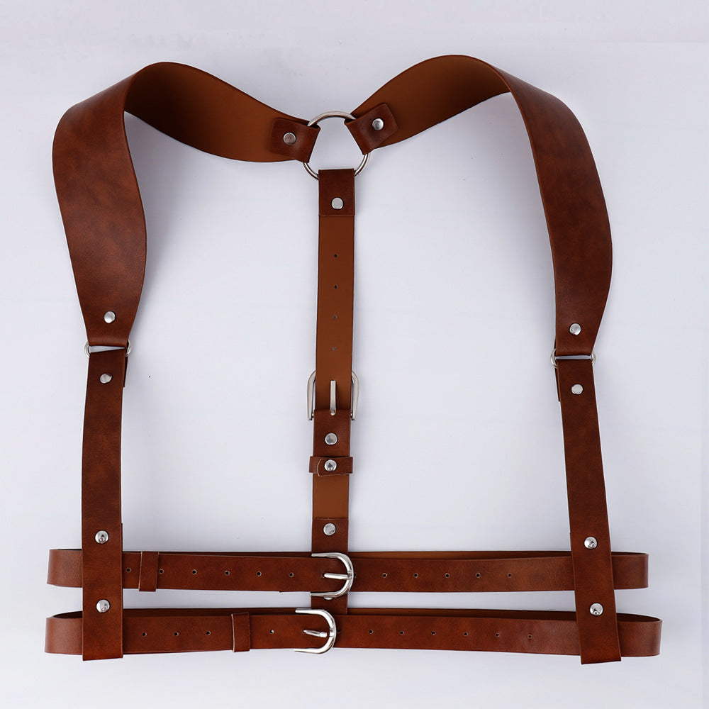 Trendy Unique Strap Binding Leather Waist Seal Punk Integrated Shirt Accessories