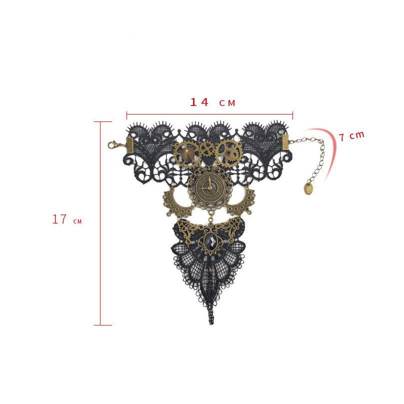 Vintage Lace Bracelet Ladies Gear Clock Steam Engine Jewelry Party Accessories