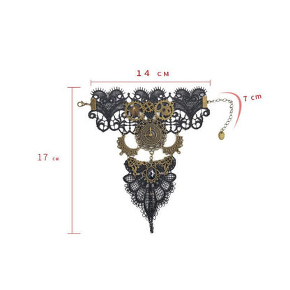 Vintage Lace Bracelet Ladies Gear Clock Steam Engine Jewelry Party Accessories