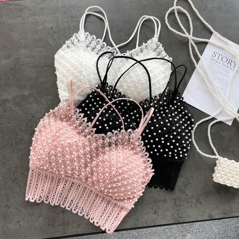 Vest Net Red Hot Heavy Industry Beaded Hollow Lace Short Top