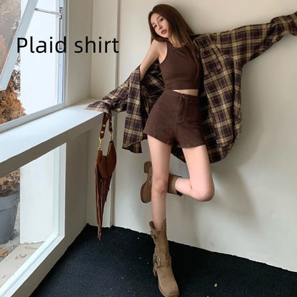 Vest High Waist Shorts Three-piece Women's Clothing