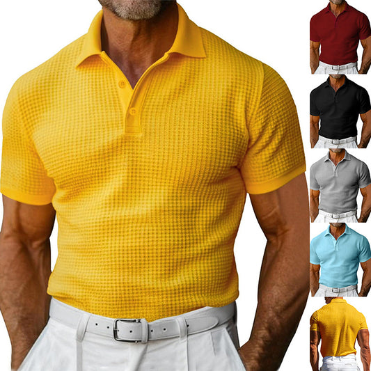 Short Sleeve Polo – Lightweight Waffle Style for Men