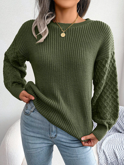 Casual Lantern Sleeve Knitted Sweater