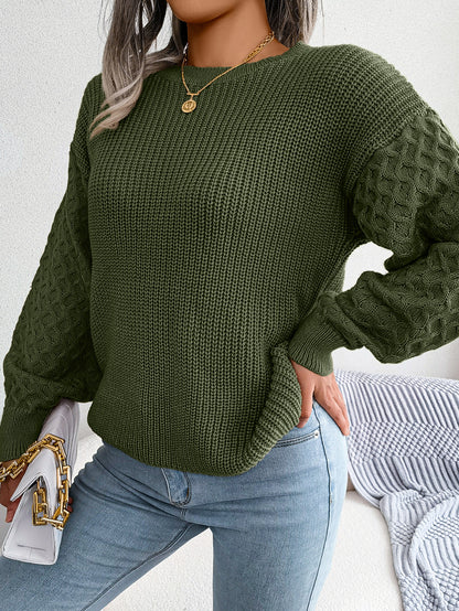 Casual Lantern Sleeve Knitted Sweater